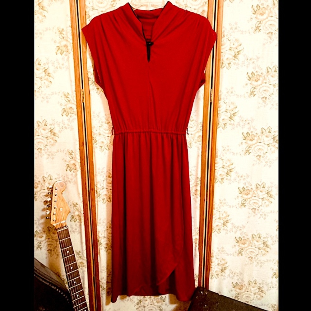 Vintage 70s Burgundy Day Dress